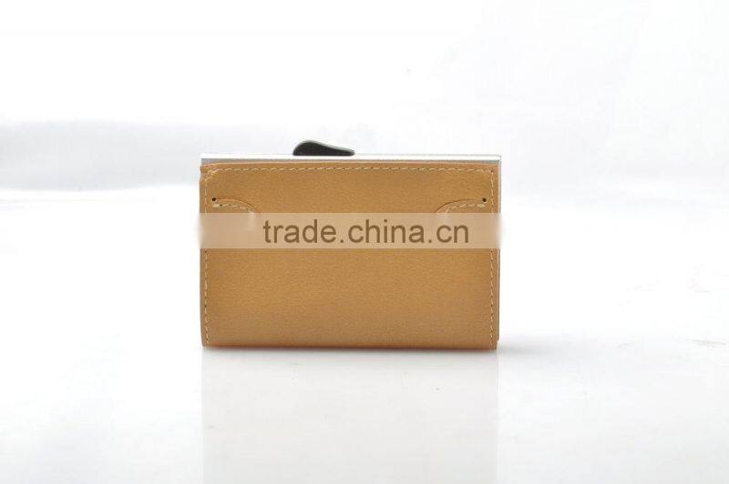 New black RFID blocking PU men's rfid wallet aluminum brown