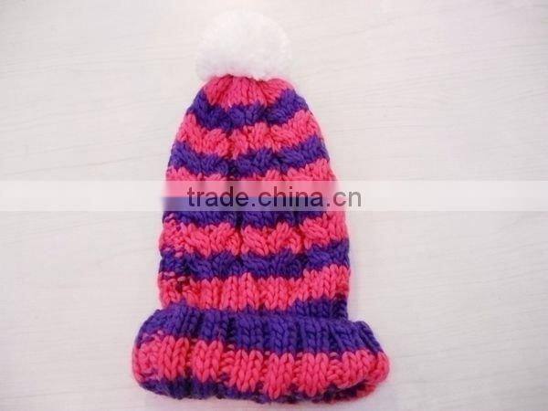fashion acrylic knitted hat with pompon