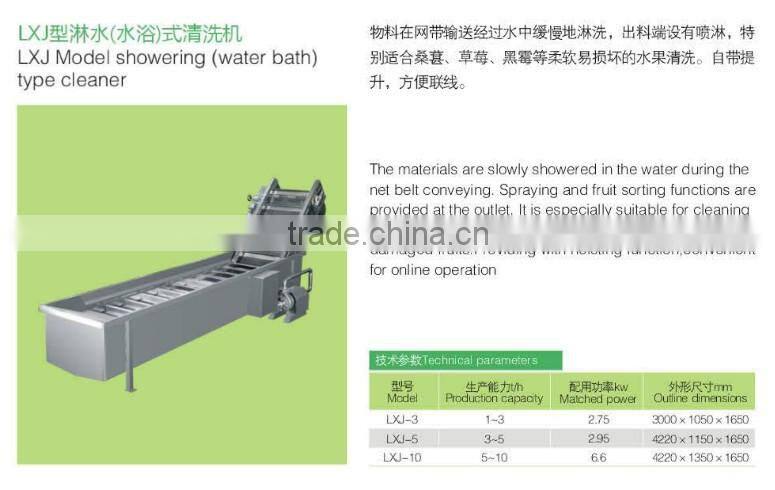 3 ton LXJ-3 Model showering (water bath) type berry fruit washer(Industrial berry fruits washer)