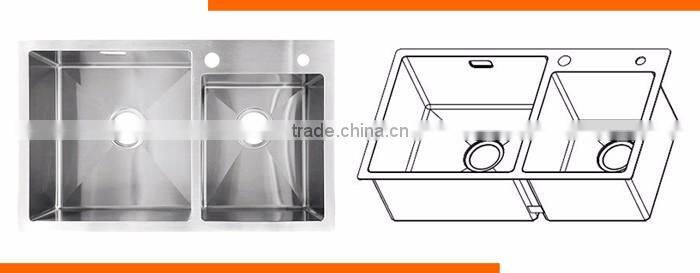 Double Bowl Style Without Faucet 4mm Thickness kitchen Sink designs