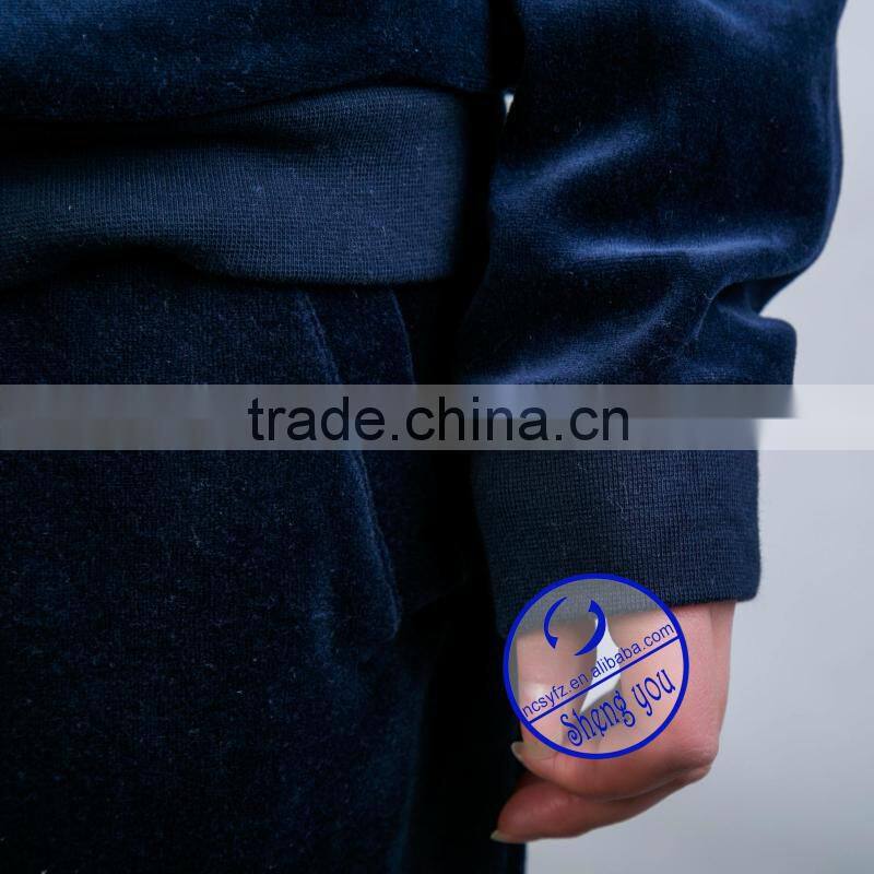 Custom women long sleeve stand collar velour zipper sport wear hoodies sweastshirts wholesale