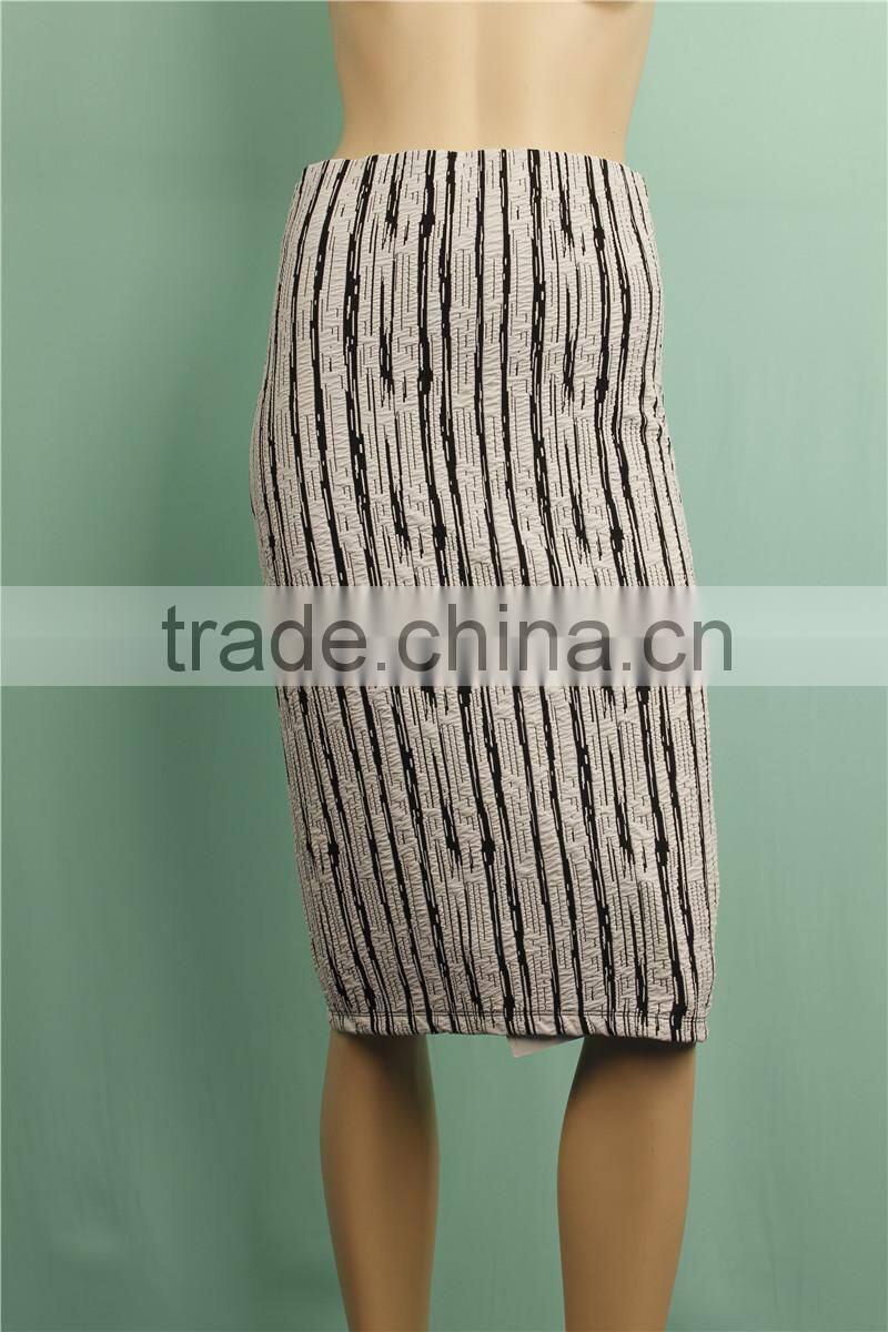 2016 A/W strip print back open woman skirts