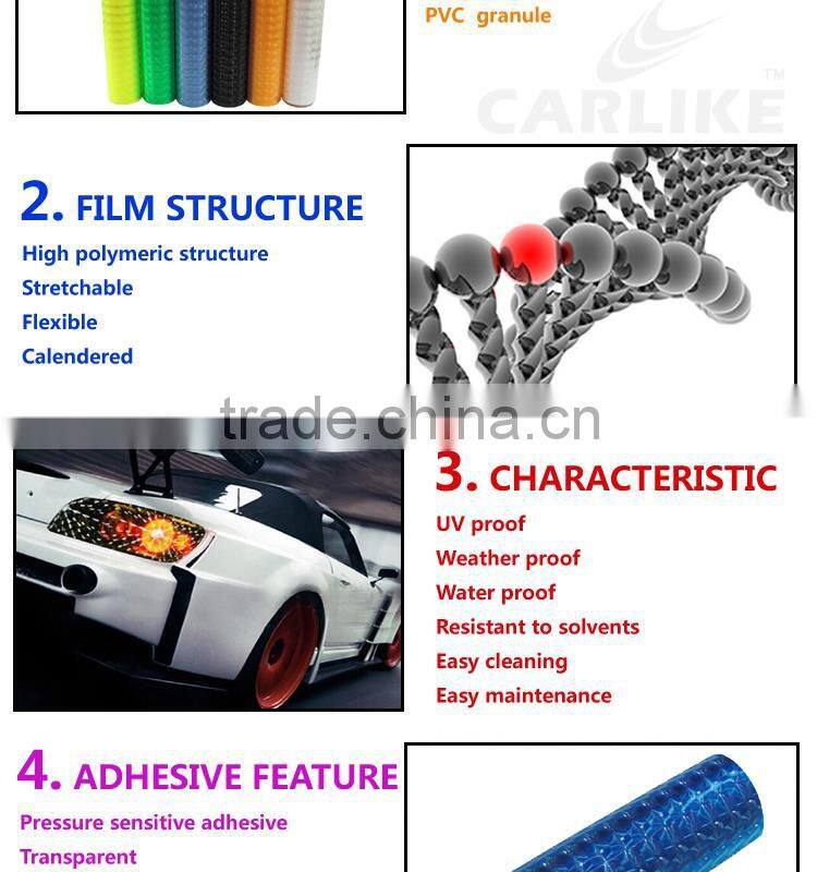 Self Adhesive Tranparent 3D Foil Car Light Sticker Wrap Vinyl