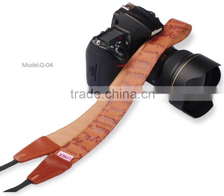 yellow Leather Camera Strap Shoulder Neck Russian Series For DSLR for Canon for Nikon Q-01
