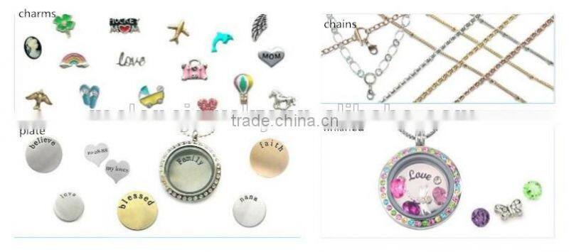 316L stainless steel mixcolor enamel lanyard screw floating charm glass locket