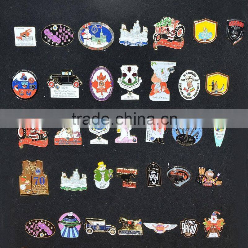 custom soft enamel gold plating metal round badge pin