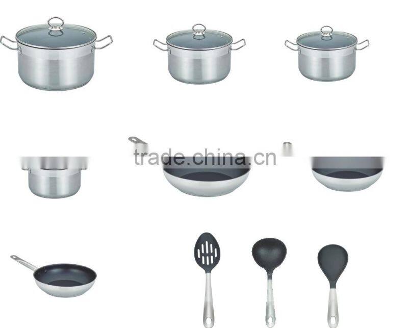 15pcs set of stainless steel non-stick wholesale prima cookware and kitchenware