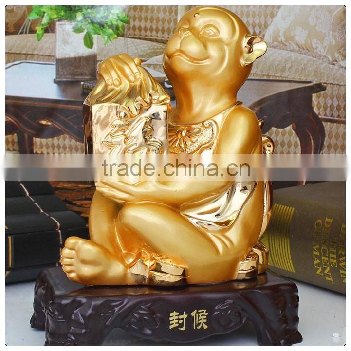 Resin24K Golden color monkey statue ,chinese zodiac statue