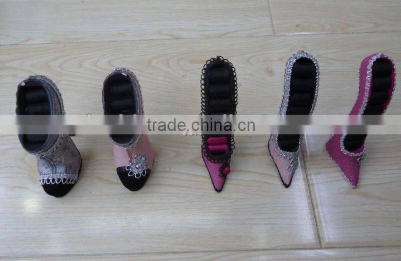 promotion custom beautiful high heel shoe jewelry display shelf ring holder