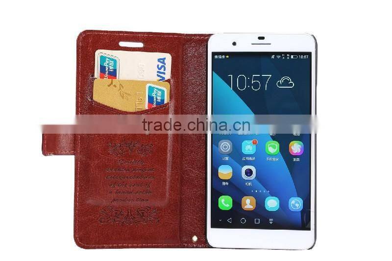 Hot sale leather phone case for Huawei Honor 6 P, factory price leather phone case,
