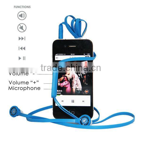 Hot sale flat cable in-ear earphone With Volume Remote