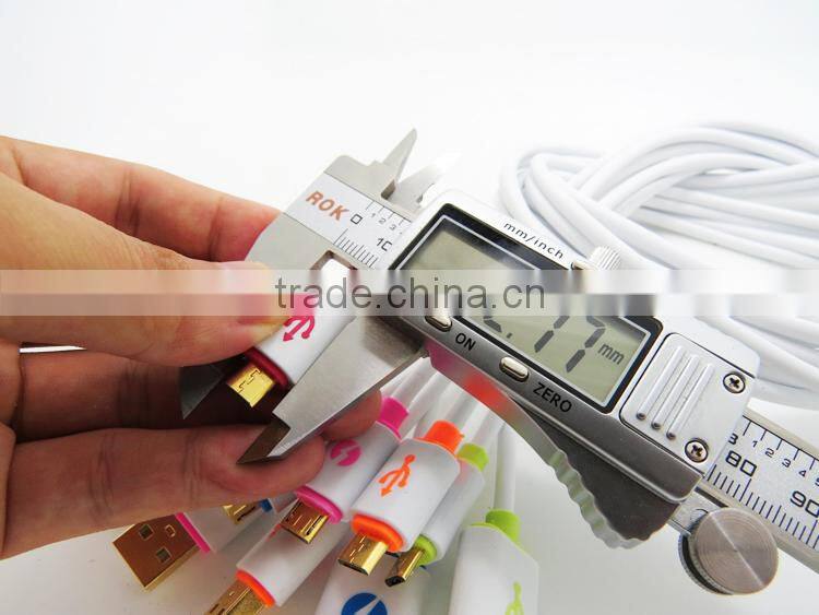 Newest Design Micro LED Colorful Flat Micro USB cable for HTC , Samsung , usb charger cable