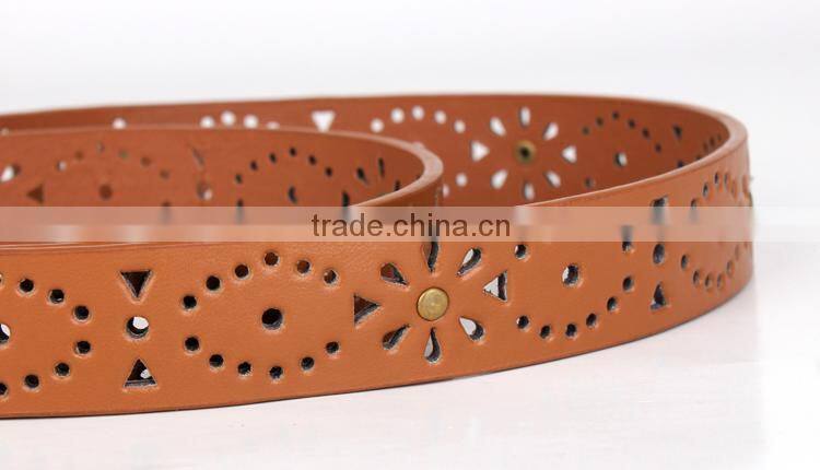 Brown Rivet Studded Belt For Female Leather SWF-15062934