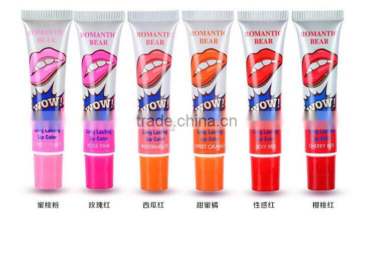 Romantic Bear long lasting 6 colors peel off liquid matte lipstick