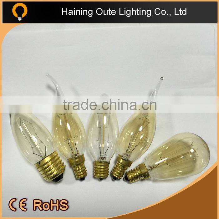 T14 filament edison bulbs straight & spiral filament shape