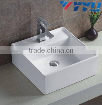 new design art basin ceramic bathroom white basin square shape new design single hole wash basinYB003