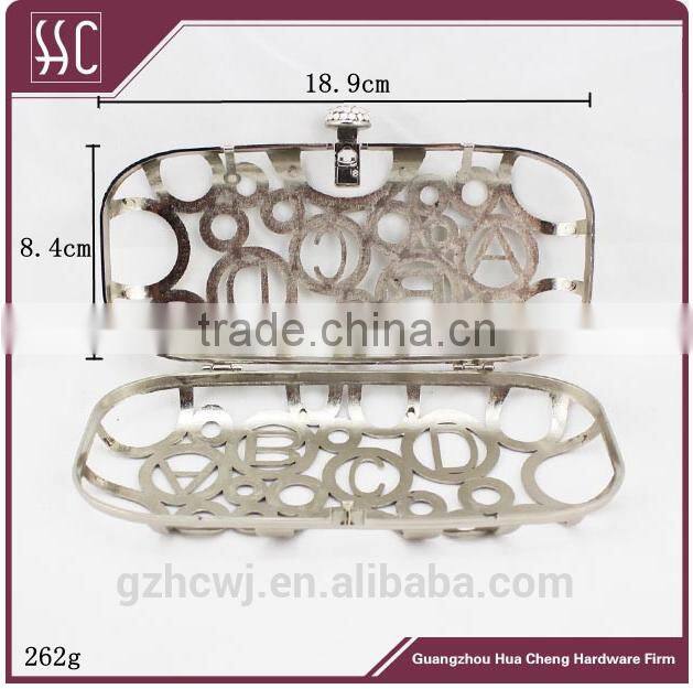 18.9*8.4cm newest evening clutch frames, metal clutch frame,crystal purse frames with plastic boxes