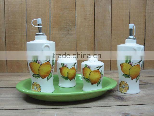Factory direct sale white ceramic teapot with lemon decal