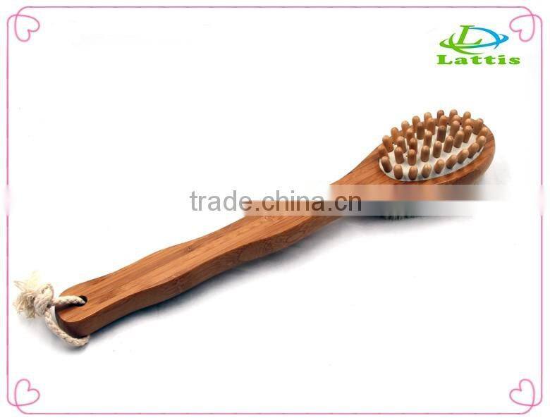 Double side wooden bath body brush with natural loofah and bristle