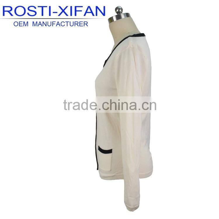 Fashion Ladies' Cardigan Slim O Neck Sweater