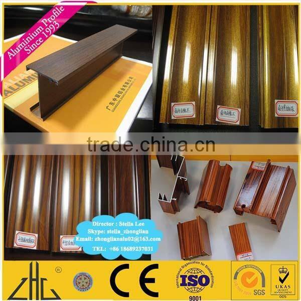 Wow!! anodized aluminium frame OEM/timber grain aluminium profile to make door and window/paper transfer wood grain alu profiles
