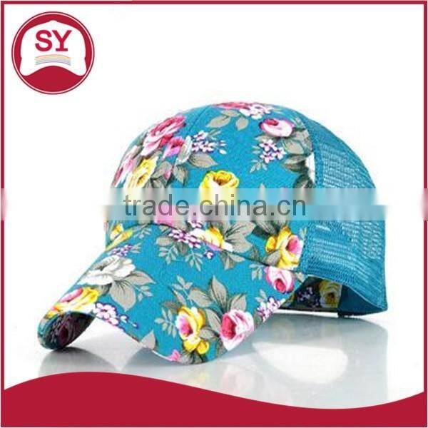 summer printed rose women Cap Baseball cap wholesale mesh cap/trucker cap