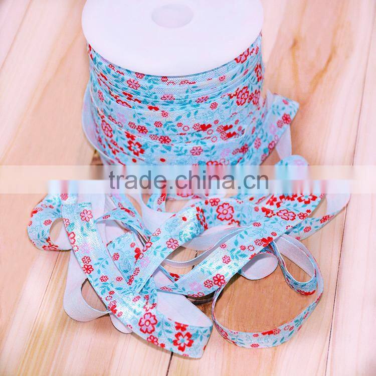 Hot sell high quality printed hair elastic ties ,floral elastic hair tie , FOE elastic hair bands in stock