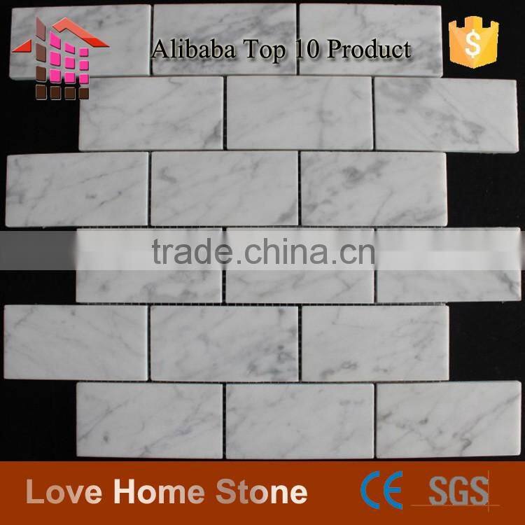 Carrara Marble Italian White Bianco Carrera Brick Mosaic Wall Tile For Subway