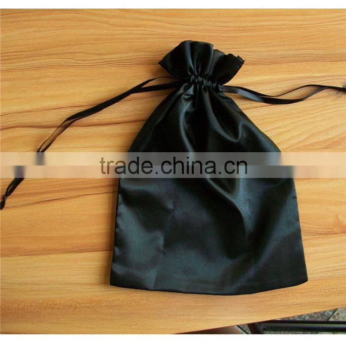 large size black Drawstring Jewelry Pouch, Satin