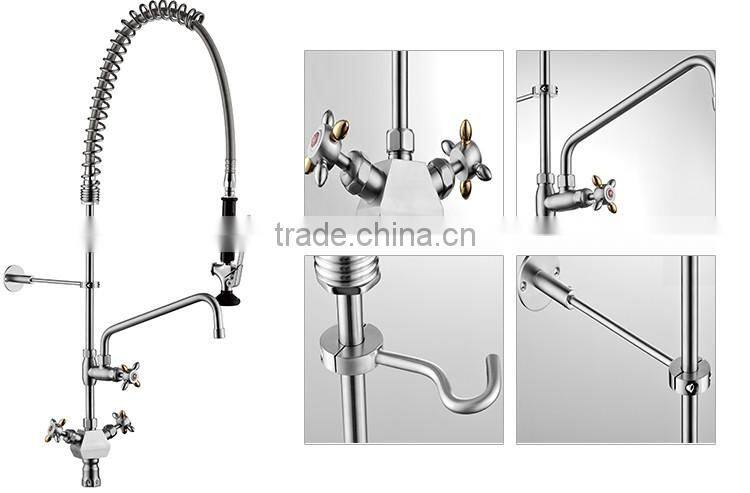 China wholesale custom 304 stainless steel industrial wall mount kitchen commercial faucet