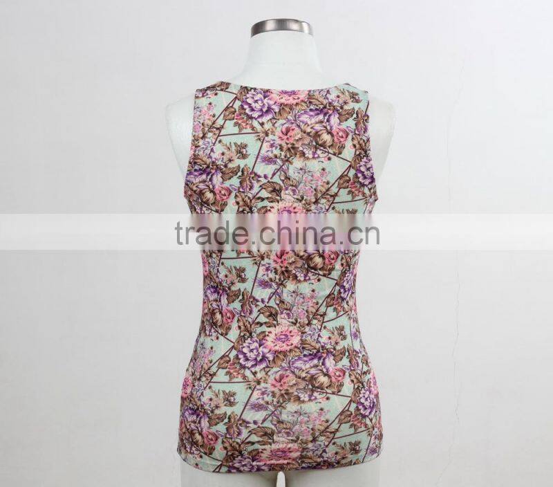 F5S15064 Women Printed Design Tank Top Manufacturing