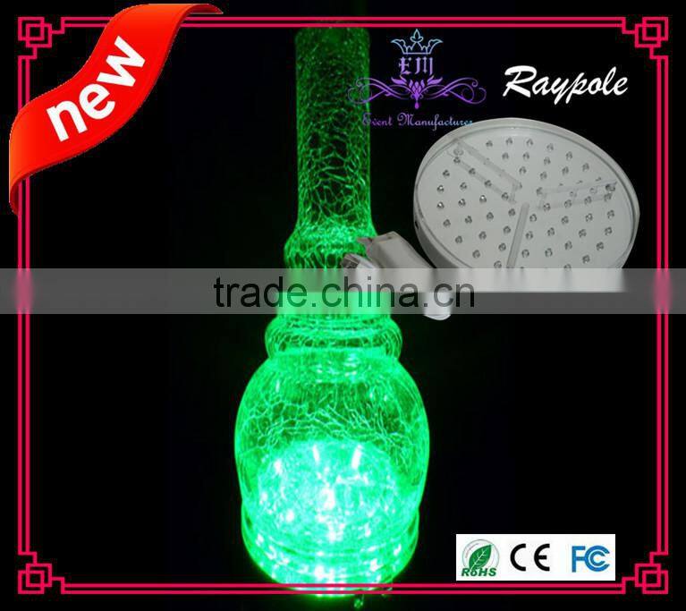 Hot sell round tall crystal centerpiece light base 8 inch rechargeable vase led centerpiece light for wedding/ party