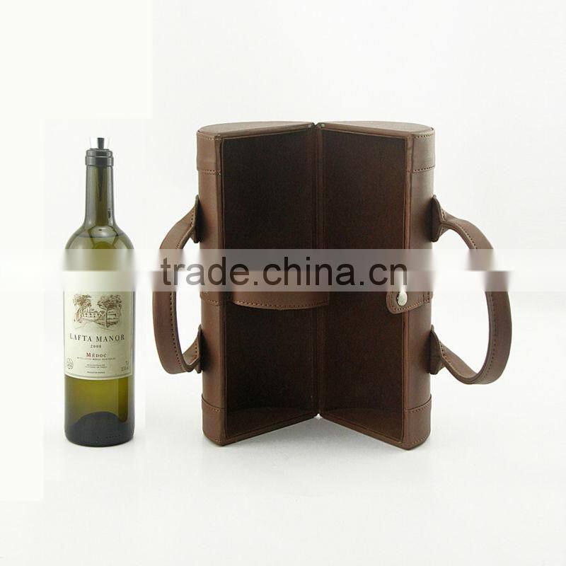 Brown new design PU leather wine bag