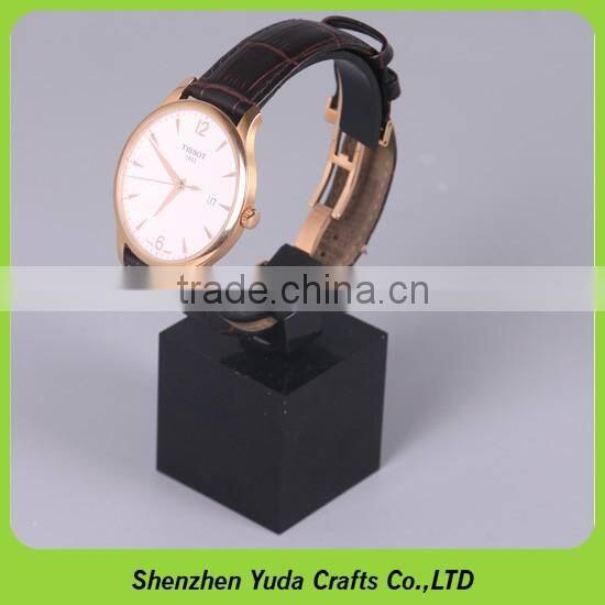 Printed logo holder cube for single watch, MDF block for watch display