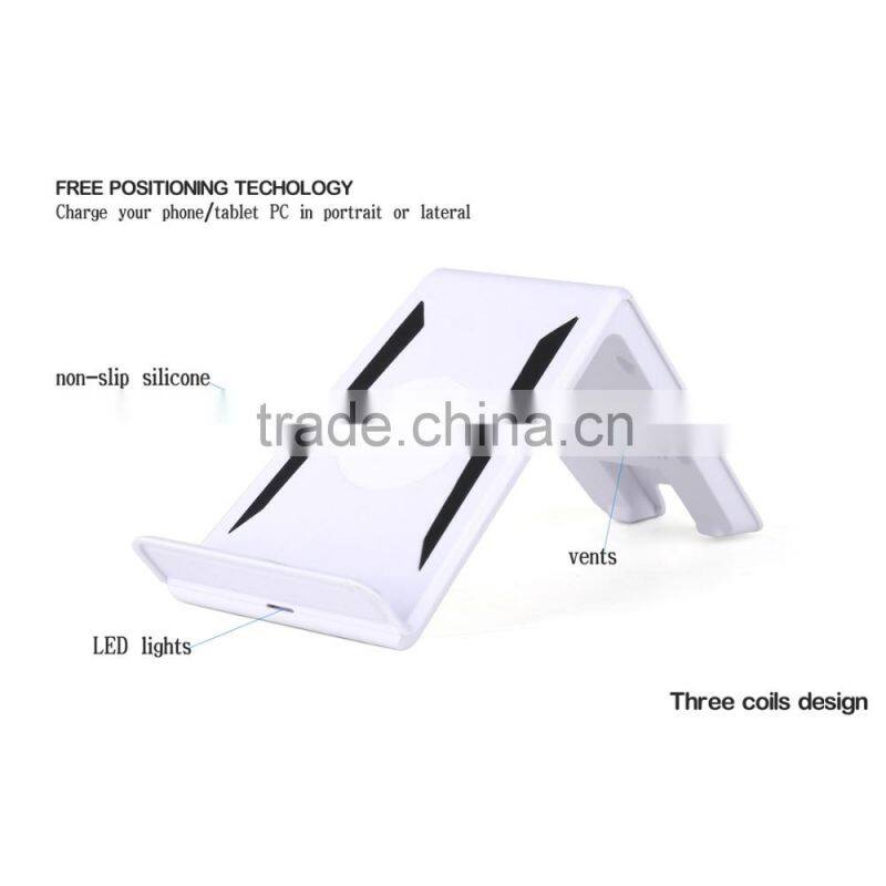 A6 Qi certified universal stand designed wireless charger for sumsung galaxy s6 mobile accessories with 3 coils