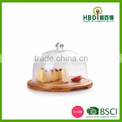 Environmental Kitchen Storage Bamboo Glass Cheese Dome set