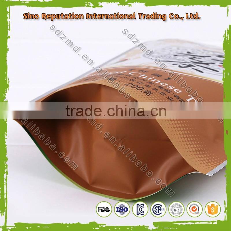 High Quality chinese plastic Tea packaging Bag with zipper top