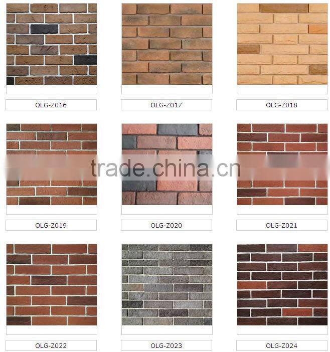 Thin artificial facades bricks