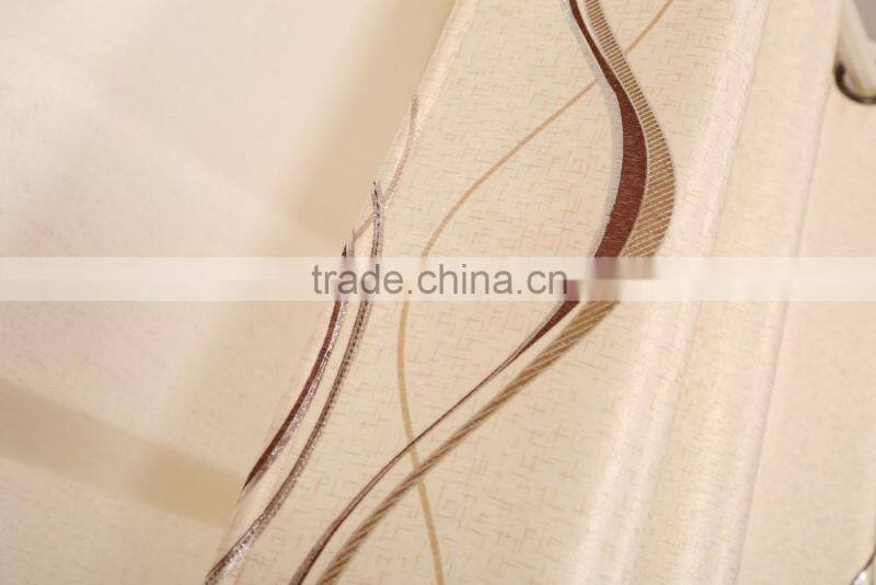 100% polyester curtain glossy black out with hot stamping silver print flocking grommet curtain panel