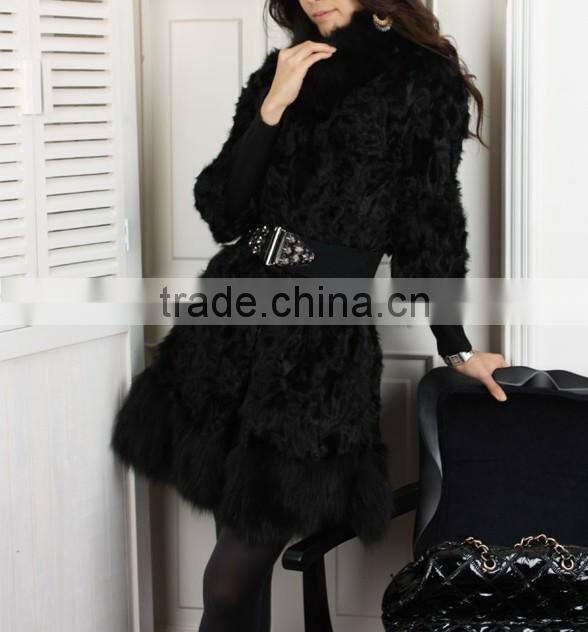 2015 hot selling on fashion lamb fur coat for ladys
