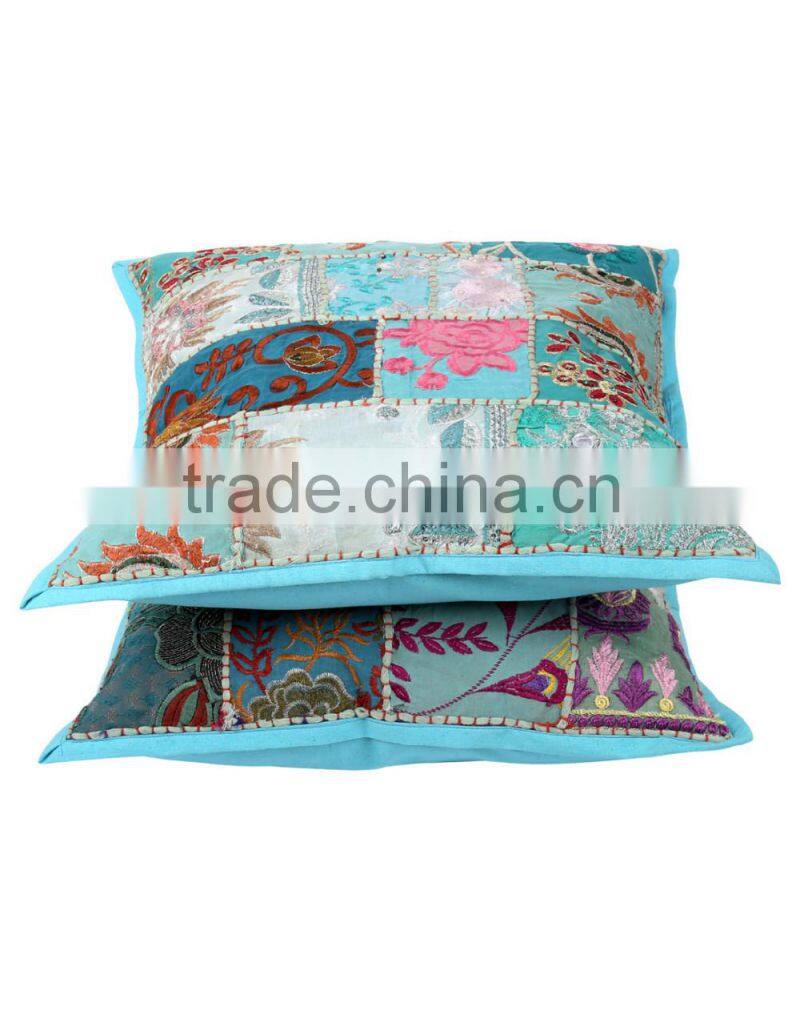 Cushion Cover Embroidery Design Hand Made Patchwork Home Textile Square Rajsthani Cushion Covers