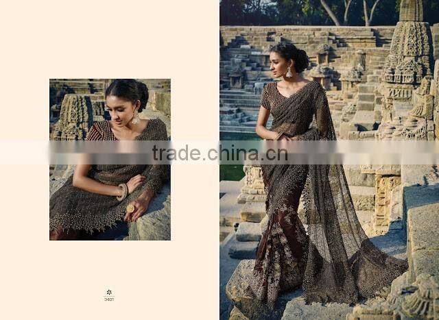 Green Chiffon On Net Designer Saree
