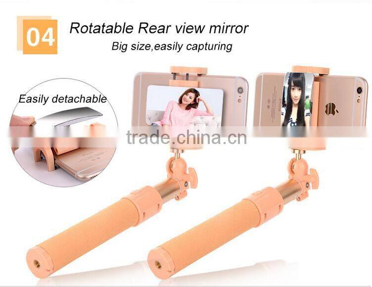 Strong aluminum tube selfie stick color optional monopod for wholesale