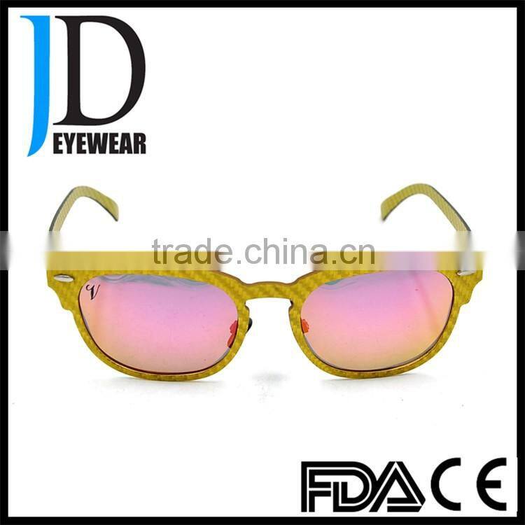 2016 Hot Women Men Unisex Carbon Fiber Aviator Sunglasses with Mirrored Lenses