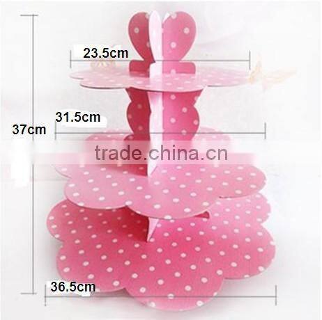 3 Tier Round Cake Cupcake Stand Cake Stand Green with Gold Line Birthday Wedding Party Display