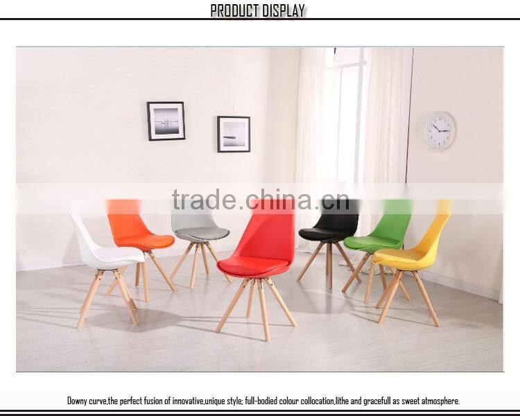Colorful plastic wood design legs french dining chair