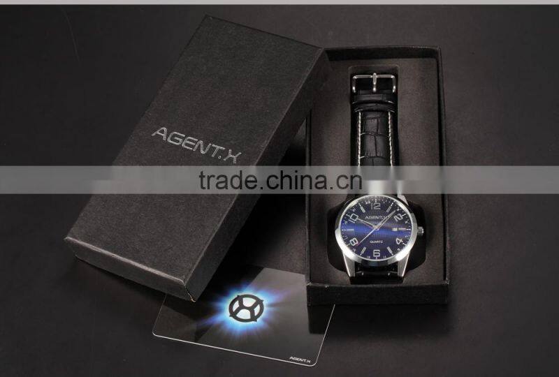 AGENTX Men's Japan Quartz High Quality Soft Genuine Leather Band Watch