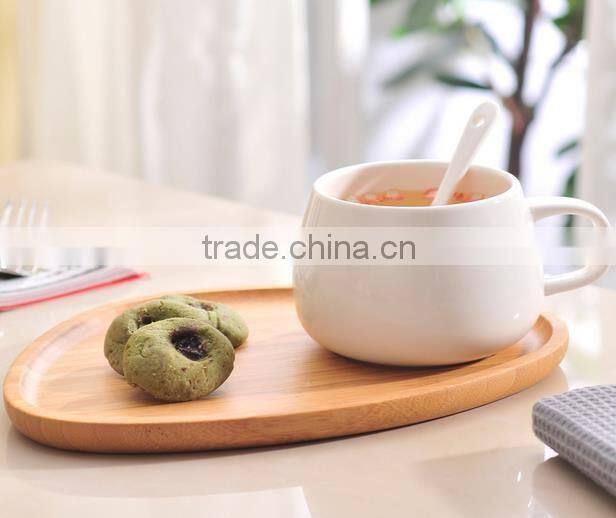 Ceramic Porcelain Espresso Coffee Cup & Wood Saucer Sets