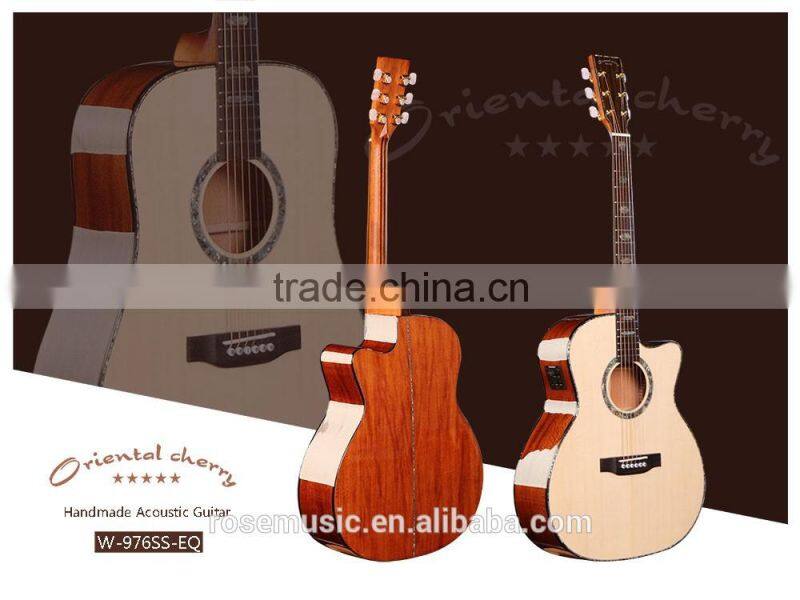41inch top quality kahikatea handmade acoustic guitar with pickup, guitar bag (W-976SS-EQ)