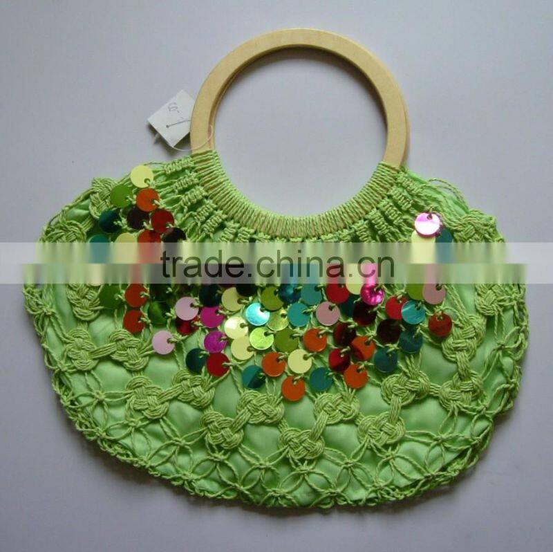 paper straw crochet lady handbag/straw bag